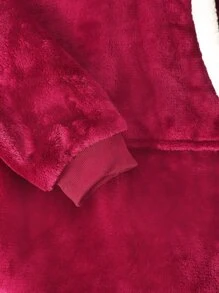 女孩袋鼠口袋落肩袖毛絨內襯連帽法蘭絨休閒服上裝