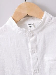 SHEIN 小男童補丁貼口袋小高領襯衫