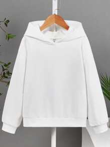 SHEIN Tween Girl Floral & Slogan Graphic Drop Shoulder Sweatshirt - White - View 2
