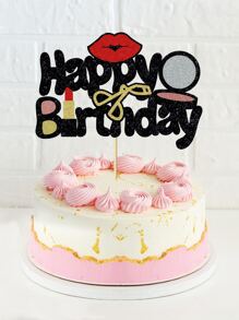 1pc Lip Decor Birthday Cake Topper, - Multicolor - View 3