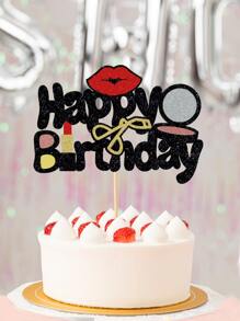 1pc Lip Decor Birthday Cake Topper, - Multicolor - View 5