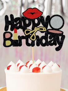 1pc Lip Decor Birthday Cake Topper, - Multicolor - View 6