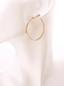 anting hoop minimalis - Yellow Gold - View 4