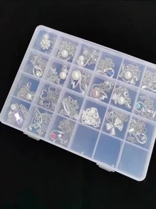 1pc 24 Grids Clear Jewelry Storage Box - Clear - View 3