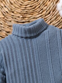 Đứa bé trai Chi tiết Patched thư Áo cao cổ Áo thun - Màu xanh lam - Xem 3