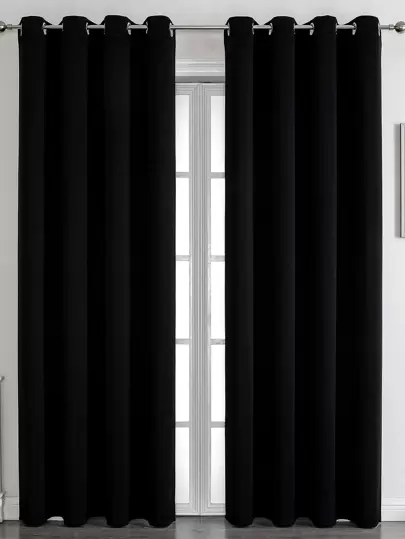 1 件纯色涤纶窗帘，节能遮光隔热窗帘，适用于厨房、餐厅、客厅、卧室、书房，颜色：黑色、深灰色