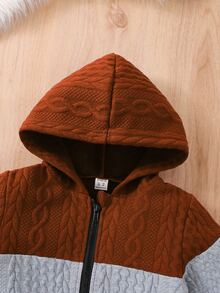 Toddler Boys Colour Block Zipper Hooded Jacket & Contrast Side Seam Trousers - Multicolor - View 3