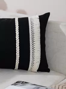 1入組流蘇裝飾抱枕波西米亞靠墊套不附帶墊芯 - 黑色 - 查看 5