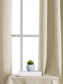 1 件纯色涤纶窗帘，遮光房遮光窗帘，隔热，适用于厨房、餐厅、客厅、卧室 - 米色 - 查看 5
