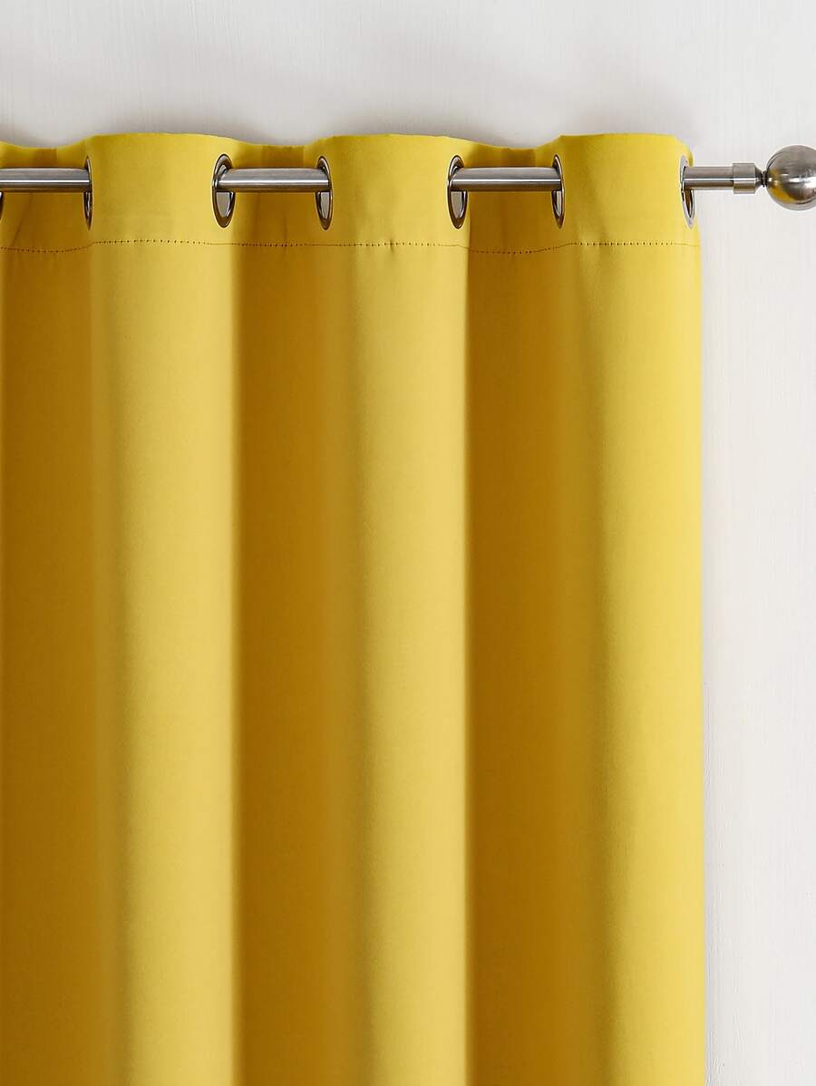 1pc Plain Polyester Blackout Curtain, Can Darken Room During Power