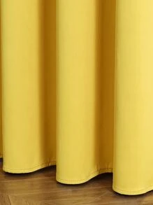 1 pieza de Cortina blackout de poliéster liso, que puede oscurecer la habitación durante un corte de energía, aislante térmico para la cocina, el comedor, la sala de estar y el dormitorio - Amarillo - Ver 7