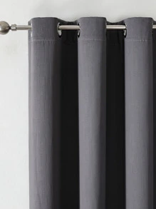 Solid Single Panel Blackout Curtain - Dark Grey - View 4