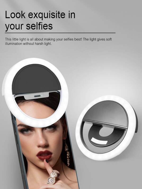 1pc Clipon Round Portable Selfie Light, Selfie Ring Light SHEIN UK