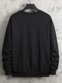 Manfinity Hombres Pullover de color combinado con estampado de letra - Negro - Ver 2