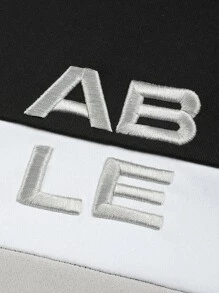 Manfinity Hombres Pullover de color combinado con estampado de letra - Negro - Ver 4