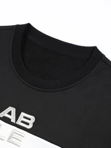 Manfinity Hombres Pullover de color combinado con estampado de letra - Negro - Ver 5