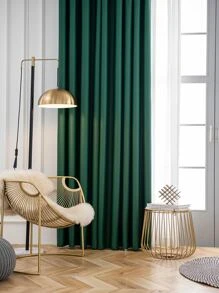 1pc Light Gray Blackout Curtain, Thermal Insulated Blackout Curtain Blocks UV Rays, Suitable For Living Room, Bedroom, Darkens Room In Power Outage, Autumn/Winter - Dark Green - View 3