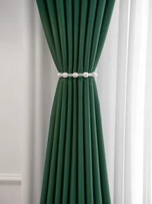 1pc Light Gray Blackout Curtain, Thermal Insulated Blackout Curtain Blocks UV Rays, Suitable For Living Room, Bedroom, Darkens Room In Power Outage, Autumn/Winter - Dark Green - View 4