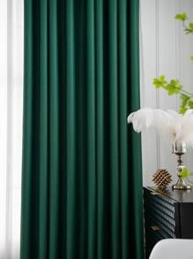 1pc Light Gray Blackout Curtain, Thermal Insulated Blackout Curtain Blocks UV Rays, Suitable For Living Room, Bedroom, Darkens Room In Power Outage, Autumn/Winter - Dark Green - View 5