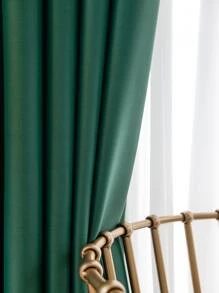 1pc Light Gray Blackout Curtain, Thermal Insulated Blackout Curtain Blocks UV Rays, Suitable For Living Room, Bedroom, Darkens Room In Power Outage, Autumn/Winter - Dark Green - View 7