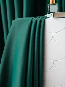 1pc Light Gray Blackout Curtain, Thermal Insulated Blackout Curtain Blocks UV Rays, Suitable For Living Room, Bedroom, Darkens Room In Power Outage, Autumn/Winter - Dark Green - View 8