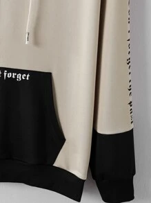 Manfinity Men Slogan Graphic Colourblock Drop Shoulder Drawstring Hoodie - Multicolor - View 3