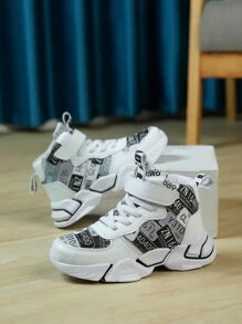 男童字母图案高帮运动鞋