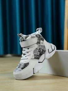男童字母图案高帮运动鞋