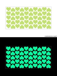50pcs Heart Shaped Glow In The Dark Wall Sticker, Green PVC Waterproof Heart Wall Decal, For Home Decor - Green - View 4