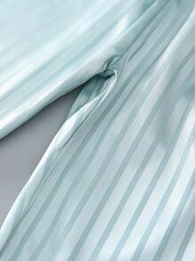 Toddler Boys Striped Lapel Neck Satin PJ Set - Baby Blue - View 3