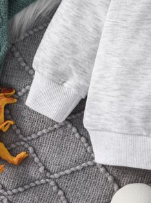 Baby Boy Letter & Dinosaur Print Sweatshirt - Grey - View 5