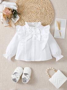 Souflis Souflis Baby Mädchen Rüschen Trimm Schmetterlingsärmel Bow Front Shirt