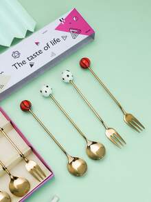 6pcs Basketball & Soccer Decor Dining Set - Gold - View 4