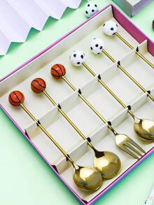 6pcs Basketball & Soccer Decor Dining Set - Gold - View 6