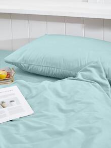 Plain Duvet Cover Set Without Filler - Mint Blue - View 4