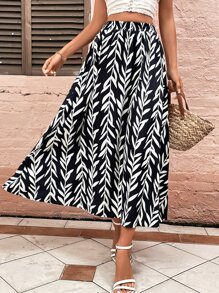 SHEIN Privé Váy nữ Thực vật Giải trí - màu đen - Xem 5