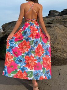 SHEIN Swim Summer Floral Print One Piece Swimsuit With Beach Skirt - Multicolor - View 2