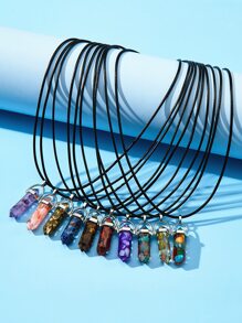 10入組幾何吊墜項鍊 - 彩色 - 查看 1