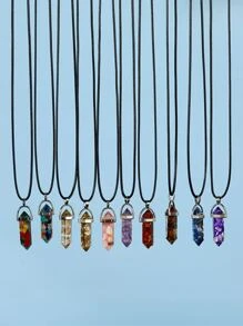 10入組幾何吊墜項鍊 - 彩色 - 查看 2