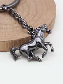 Ciondolo a forma di cavallo da 30x22mm, portachiavi con anello piatto da 28mm di diametro esterno e catena, accessori per auto, ciondoli per borse, accessori scolastici, stile gotico e Y2K, portachiavi con porta-badge, accessori per auto, ciondoli per borse, regalo di Natale