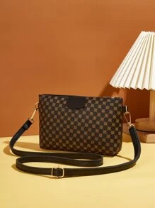 Sac carré à motif géométrique - Noir - Voir 3