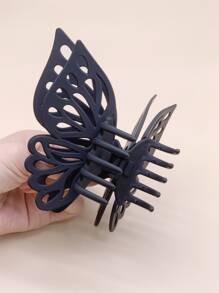 1入款高品質大蝴蝶髮夾，簡約浪漫風格適用日常佩戴，可作為禮物贈送，女士髮夾 - 黑色 - 查看 4