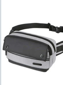 Men Two Tone Waist Bag - Grey - View 1