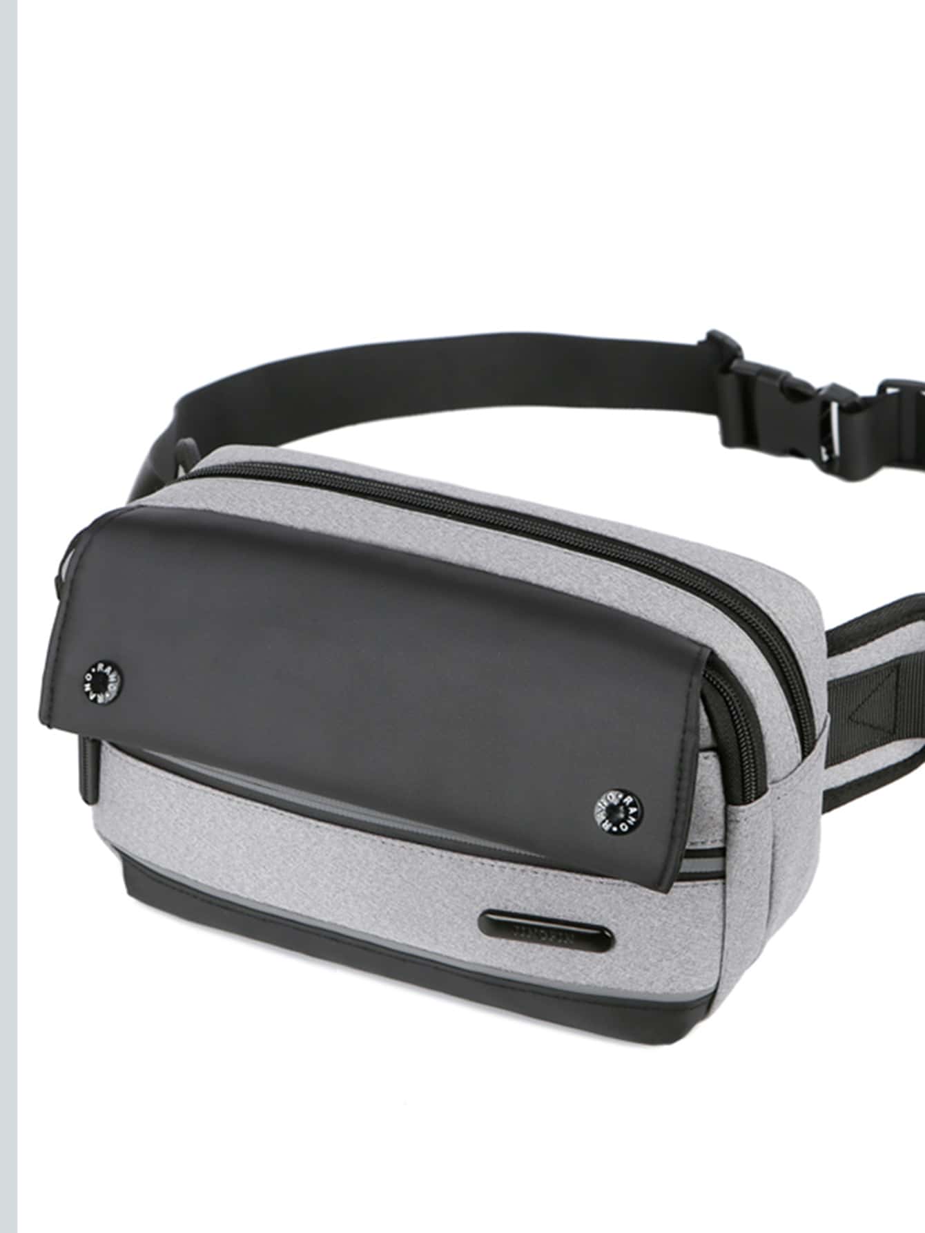 Men Two Tone Waist Bag - Grey - View 1