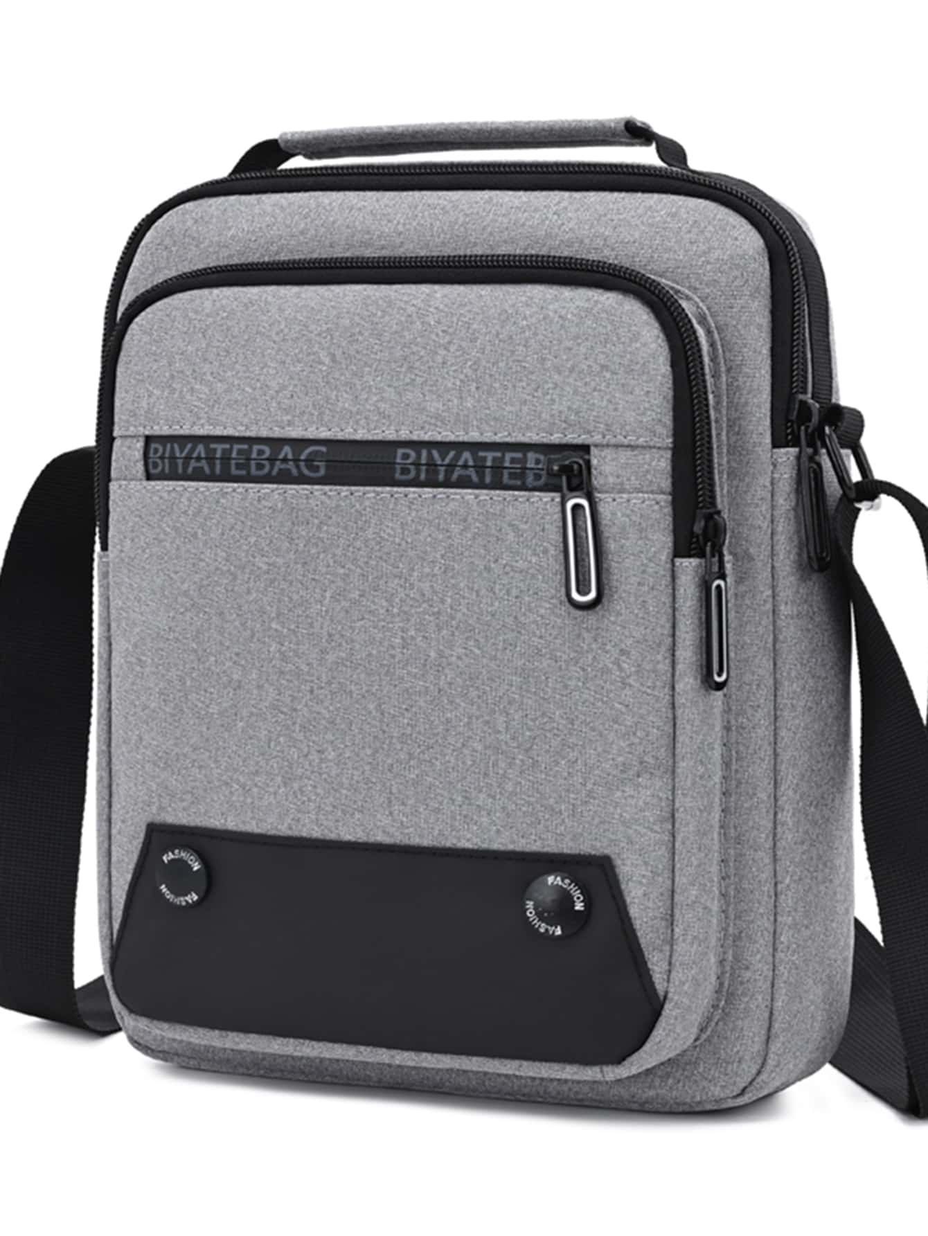 Men Letter Graphic Crossbody Bag - Grey - View 1