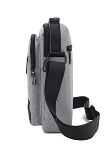 Men Letter Graphic Crossbody Bag - Grey - View 3