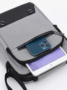 Men Letter Graphic Crossbody Bag - Grey - View 7