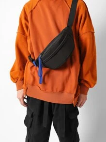 Men Zip Front Waist Bag - Black - View 2