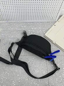 Men Zip Front Waist Bag - Black - View 6