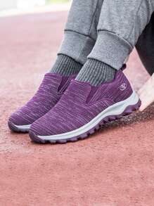 Letter Embroidery Slip On Hiking Shoes - Violet Purple - View 1